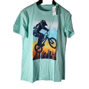Childrens Place Blue Boys T Shirt Mountain Bike BMX Size 14